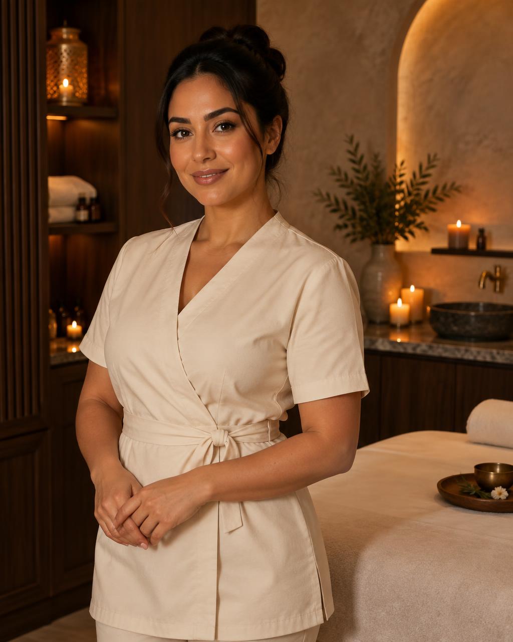 Masseuse Lina in de wellnessruimte